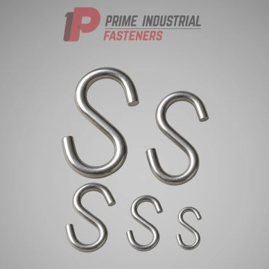 Various sizes of metal S-hooks from Prime Industrial Fasteners.