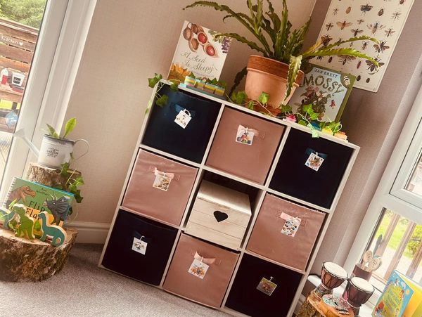 Photo of our toy storage that are accessible for the children