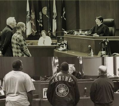 veterans in court with judge; with the VRJA the judge determines eligibility
