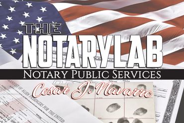 The Notary Lab notary public services with the United States flag in the background