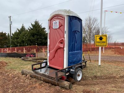 Portable toilet on a trailer in Moundsville, WV