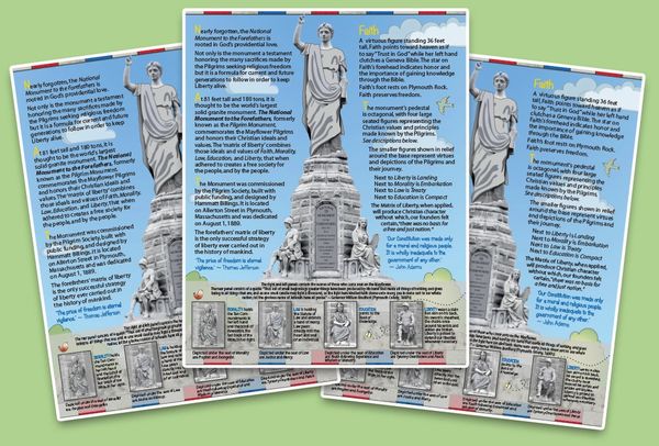 National Monument to the Forefathers, color oversized postcards, youth version
