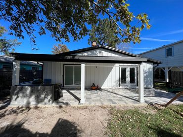 Jacksonville Beach area-Hardie board and batten siding, exterior porch addition, exterior pavers