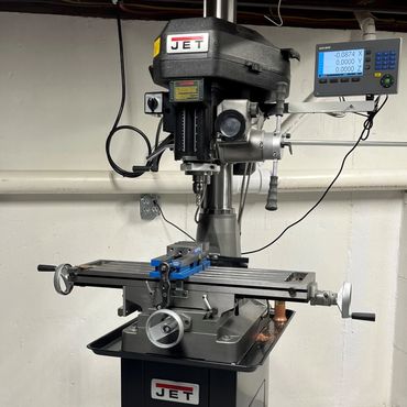 Jet Mill / Drill Machine with a Kent Vice and Accurite DRO.