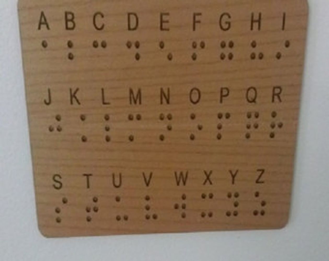 Braille alphabet displayed