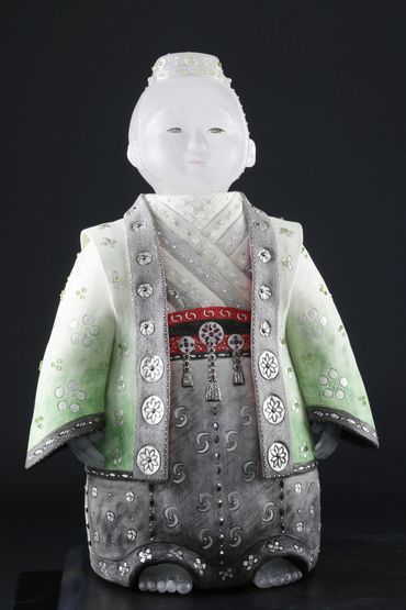 Big Brother (View of Brother)
2018
24" H x 27" W x 8" D
cast glass, stoneware, gemstones, steel ba