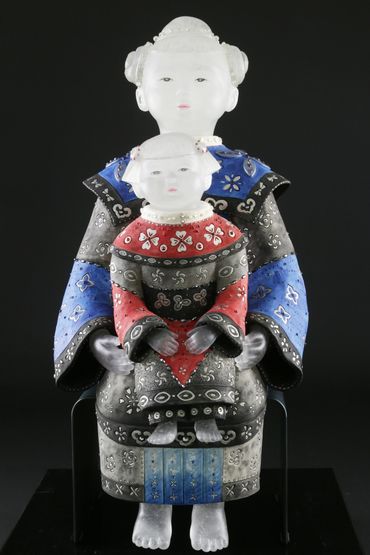 Big Sister
2018
28" H x 13" W x 13" D
cast glass, stoneware, gemstones, steel base