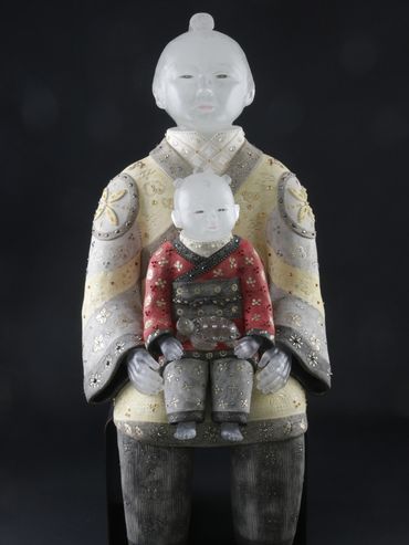 Black Tortoise 
2016
35.5" H x 15" W x 15" D 
cast glass, stoneware, gemstones, steel base