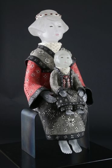 Little Prince
2018
26" H x 13" W x 12" D
cast glass, stoneware, gemstones, steel base