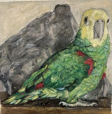 Small oil pastel picture of small bird.