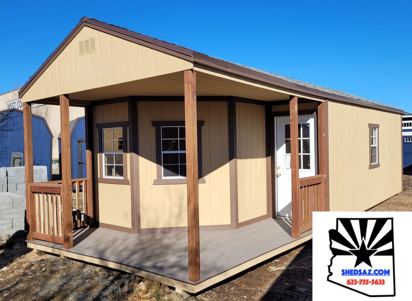 Wood Utility Storage Shed In Stock Arizona Delivery Side Lofted Barn Garage Porch Custom shedsaz.com