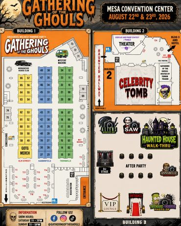 Convention floorplan for the 4th annual Gathering of the Ghouls Halloween and Horror Convention!