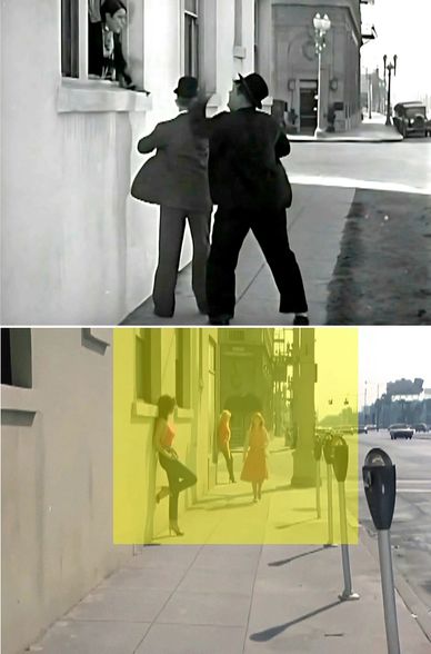 Then and now filming location from Angels On The Street episode from the TV series Charlie's Angels.