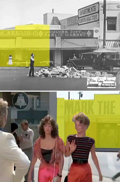 Then and now filming location from Angels On The Street episode from the TV series Charlie's Angels.