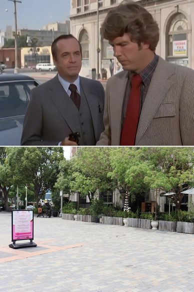 Then and now filming location from Angels On The Street episode from the TV series Charlie's Angels.