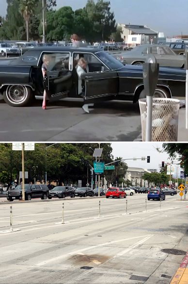 Then and now filming location from Angels On The Street episode from the TV series Charlie's Angels.