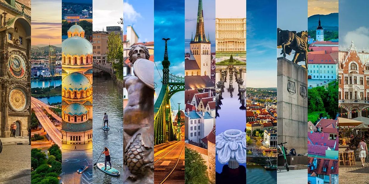 multiple images of European cities
