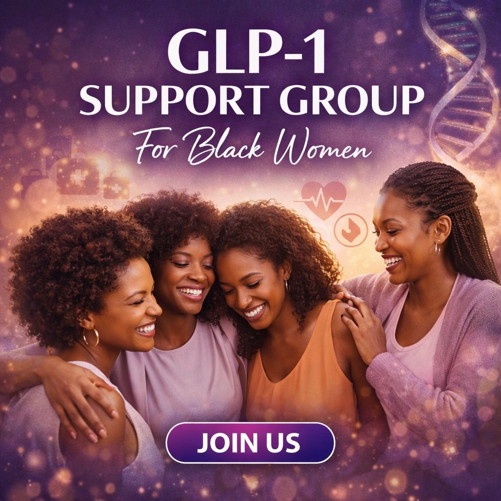 Happy Black women in a GLP-1 support group inviting others to join.