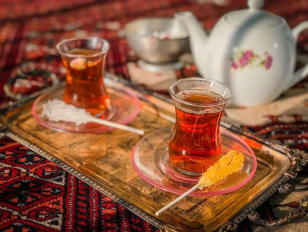 Two glasses full of Persian Blends Black Tea from Lahijan for drinking