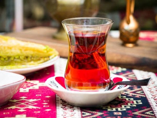 A cup of Persian Blends Black Tea in a glass