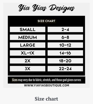 This size chart is for NON- CUSTOM ITEMS. If It is not under my YiaYias designs collection use this