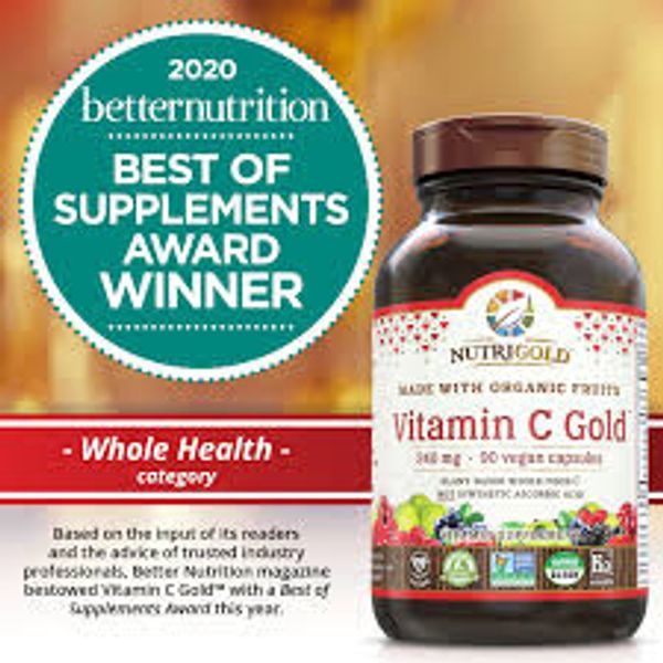 NutriGold Vitamin C vegan capsules - 2020 betternutrition Best of Supplements Award Winner