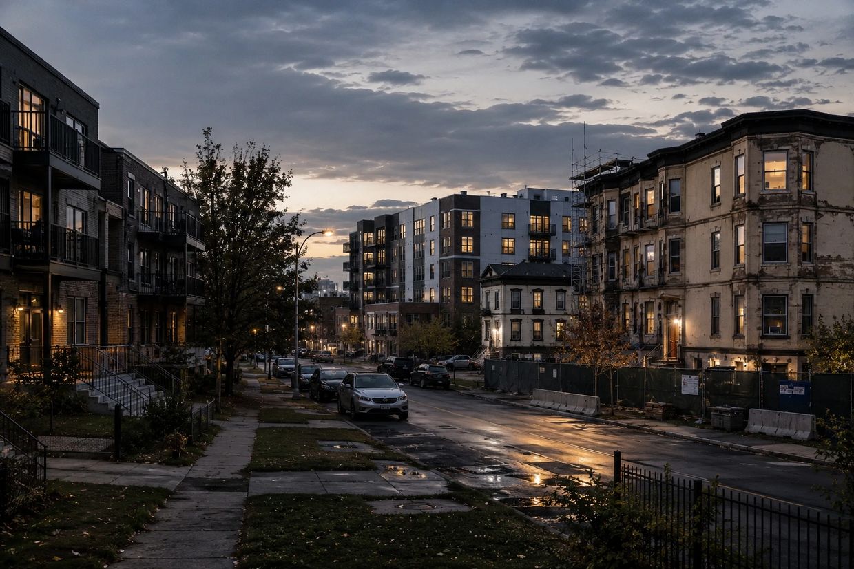 Institutional Bridge-to-DSCR rental transition environment featuring mixed-age multifamily housing,
