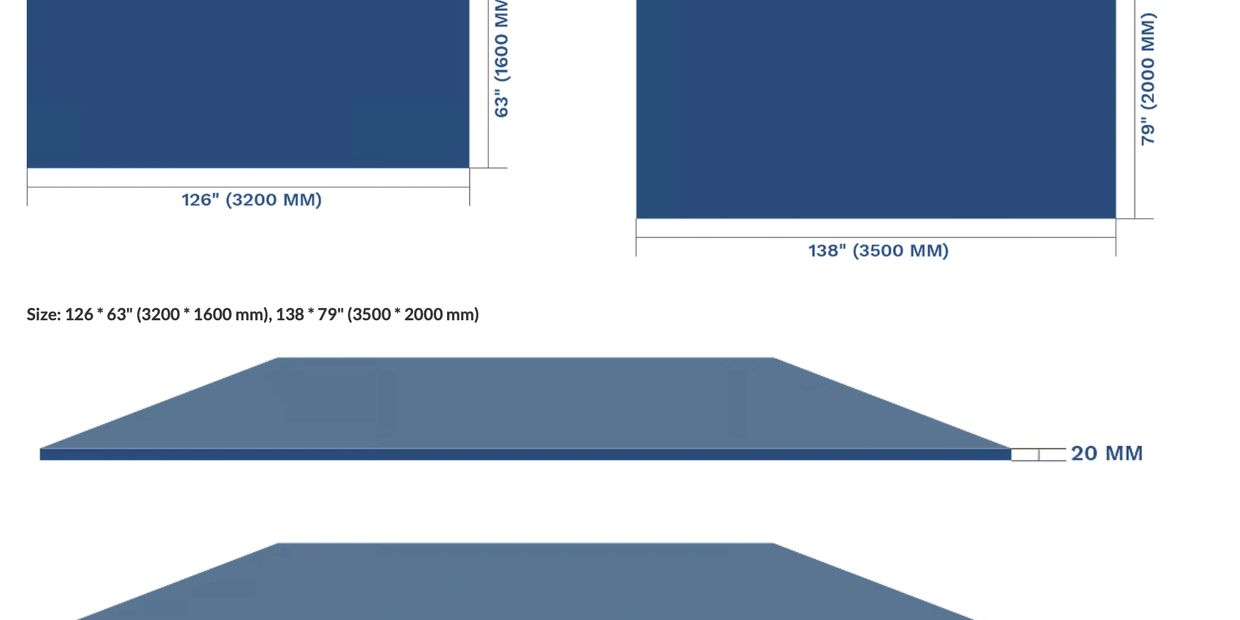 Technical drawing of two rectangular panels with dimensions and thickness.