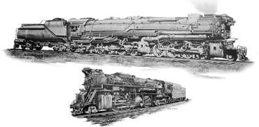 Pencil Drawings - Steam Locomotives