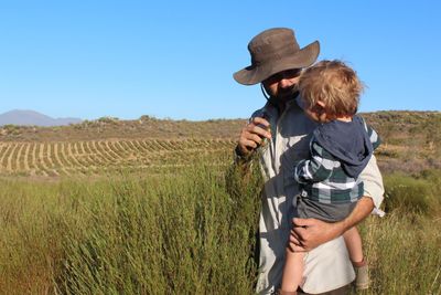 Father and Son in Rooibos Field