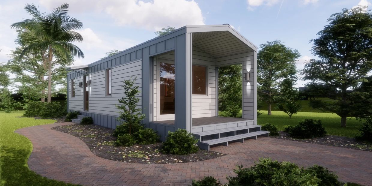 a tiny home gray and white