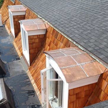 Cedar and copper roofing in Grosse Pointe, MI.