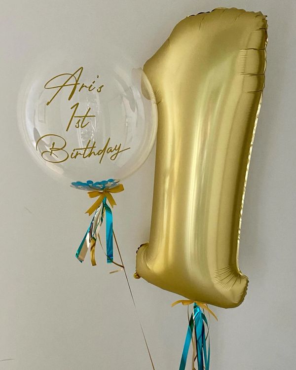 Personalised balloon and Number bouquet