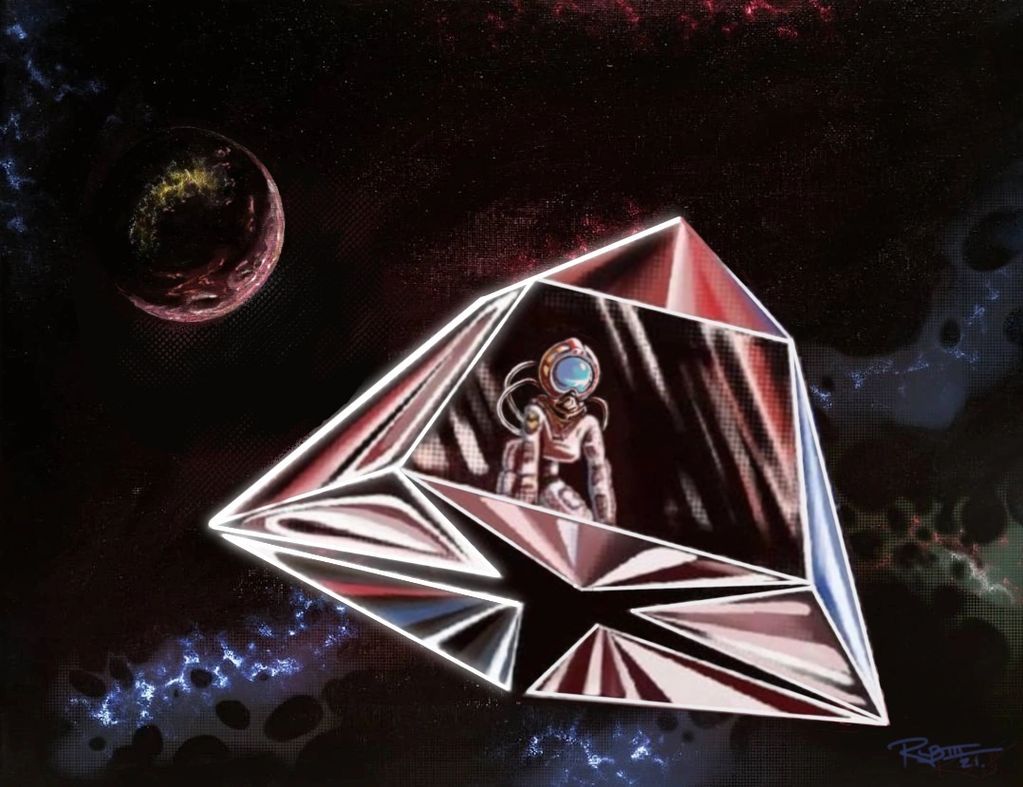 Vintage science fiction illustration inspired by the band The B52s.