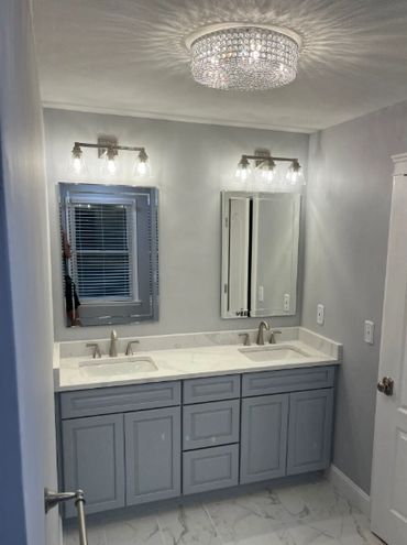 Ceramic Tile, New Modern Lighting and Vanity Install