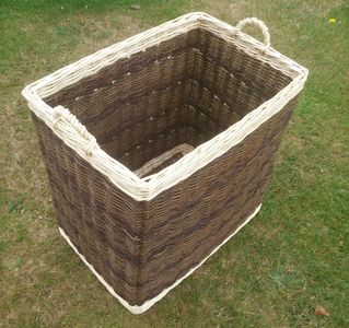 Rectangular steamed and white willow log basket made to bespoke order.