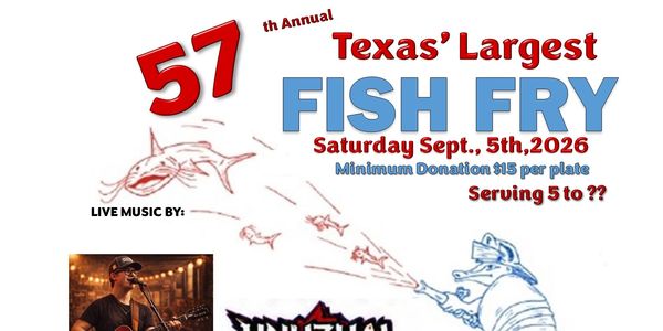 Poster for Texas' Largest Fish Fry event on Sept 5, 2026.