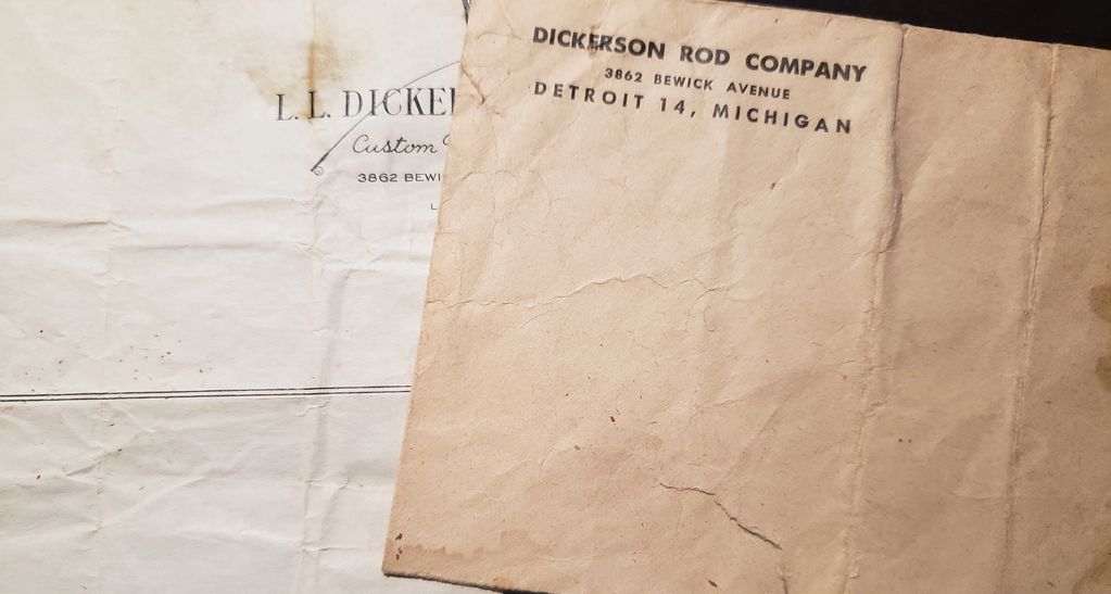 Lyle Dickerson bamboo fly rod, Lyle Dickerson catalog, Lyle Dickerson stationary, Dickerson ephemera