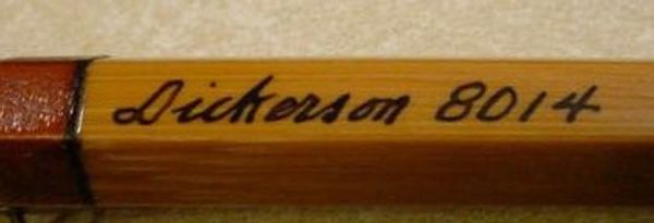Lyle Dickerson bamboo fly rod, Lyle Dickerson signature, Lyle Dickerson bamboo rod writing 8014