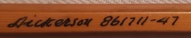 Lyle Dickerson bamboo fly rod, Lyle Dickerson signature, Dickerson bamboo rod writing model 801711