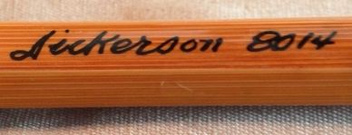 Lyle Dickerson bamboo fly rod, Lyle Dickerson signature, Dickerson bamboo rod writing model 8014