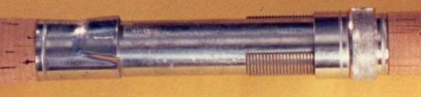 Lyle Dickerson bamboo fly rod, Lyle Dickerson reel seat, Dickerson fly rod salmon metal reel seat