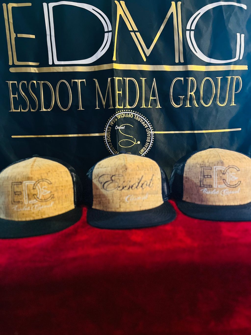 STACKED LOGO AND EDC COARK/MESH SNAPBACK .