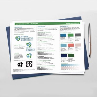 Center for Mindful Business brand guidelines sheet.