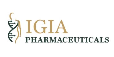 IGIA Pharmaceuticals logo with graphic of woman and DNA combined.