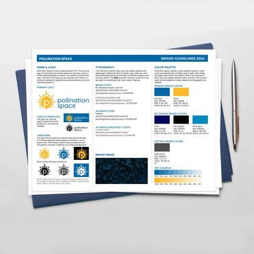 Pollination Space brand guidelines sheet.