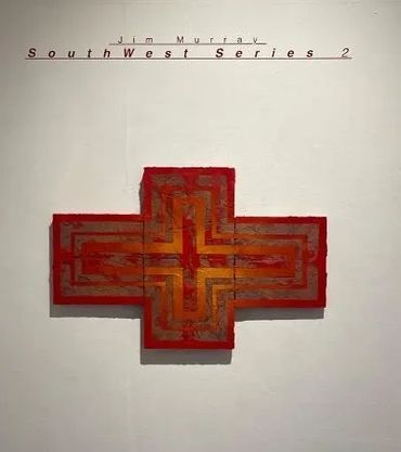 Abstract red cross artwork titled Southwest Series 2 by Jim Murray.