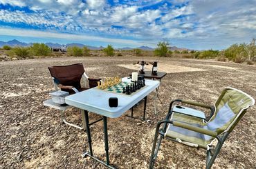 Always looking for chess players at the Magic Circle, Quartzsite, Arizona. 559-580-7757