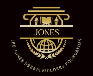 Logo of The Jones Dream Builders Foundation with book, torches, and globe.