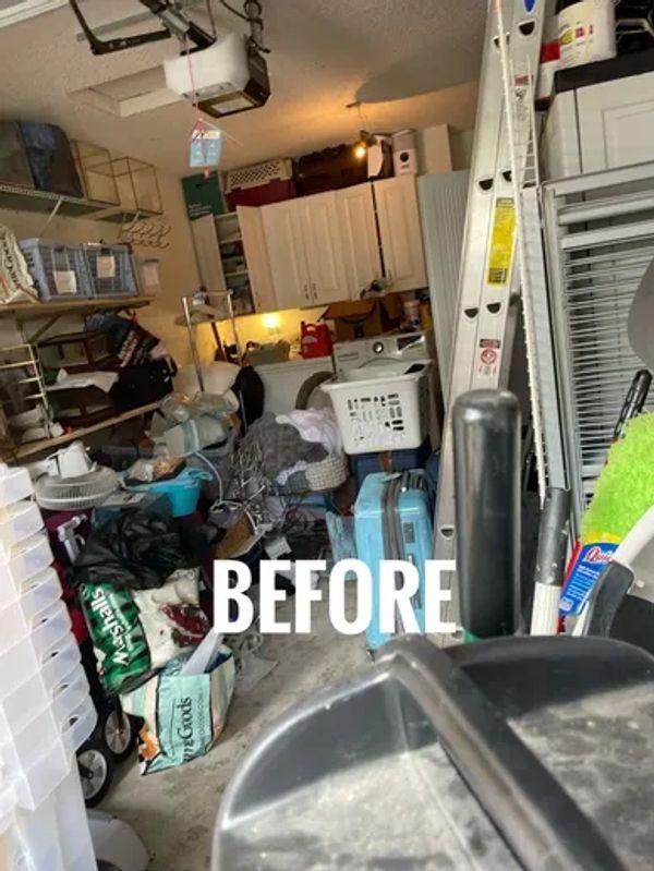 A messy and cluttered garage